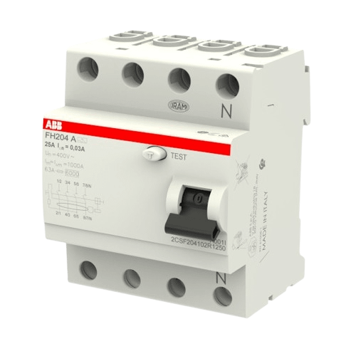 Proudový chránič A, 25A, 4 pól., 30mA, 6kA, FH204