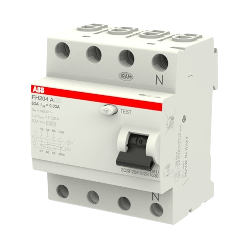 Proudový chránič A, 63A, 4 pól., 30mA, 6kA, FH204